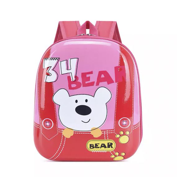 Детский рюкзак с твердым корпусом Lesko DK-12 Bear Pink для прогулок садика