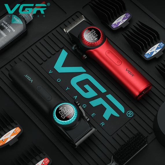 Акумуляторна машинка для стрижки VGR V-001 BLUE, 10 насадок, LED-дисплей, 9000 RPM, 4600 mAh (46066-V-001_2049) | Зображення 6