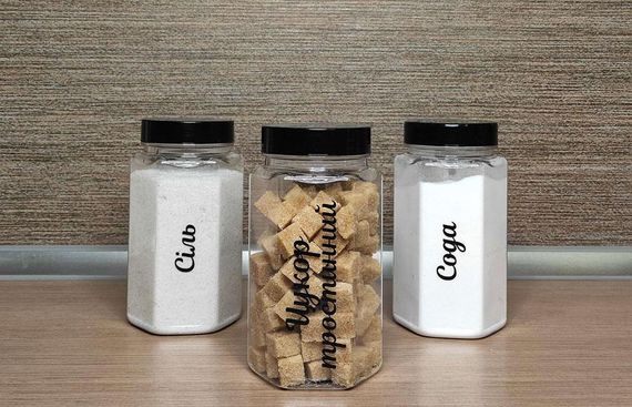 Набор пластиковых баночек для сыпучих 6 шт. 450 мл (черный) (Kit-06-black-450) | Зображення 5