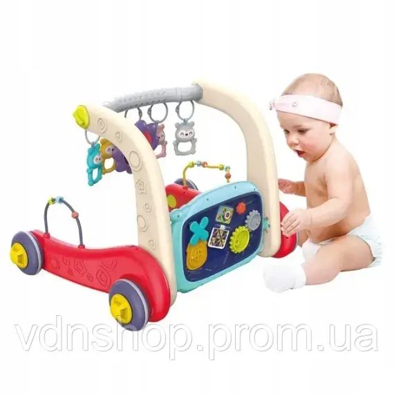 Дитячі ходунки 3в1 з музичним бізібордом, піаніно з підсвічуванням та килимком, що розвиває | Зображення 5