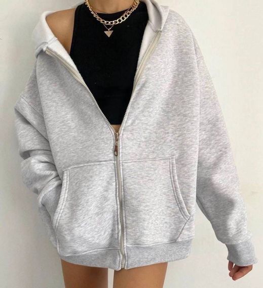 Женский худи оверсайз на молнии STS263 цвет серый, размер 48/50