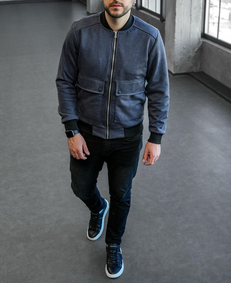 Бомбер замш карман Премиум графит S