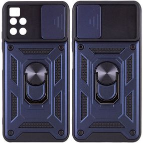 Ударостійкий чохол Camshield Serge Ring для Xiaomi Poco M4 Pro 5G TPU+PC, Шторка на камеру, Синій