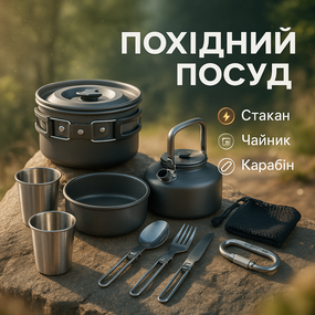 Алюминиевая посуда для похода HALIN, Туристическая посуда для готовки на плитах полевая SP-71