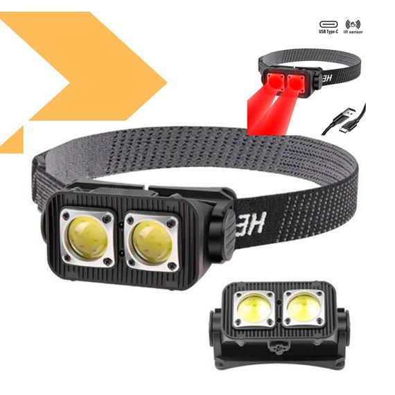 Ліхтар налобний з датчиком руху XPRO WH-0218-XPG, з Li-Ion акумулятором, зарядка Type-C, 500 лм, 80 м, 3 діоди (білий, жовтий, червоний) (47512-0218_167) | Зображення 1