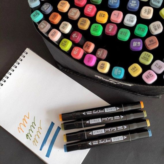 Маркери для скетчингу набір 120 шт, Маркери художні двосторонні, Набір скретч-маркерів OV-84 | Зображення 9