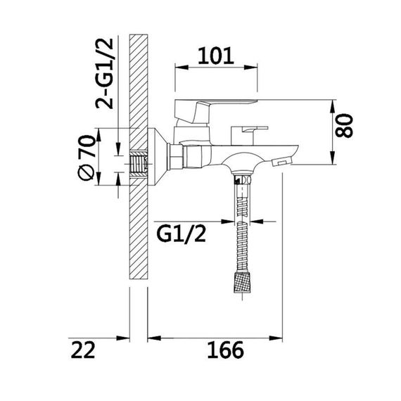 Смеситель для ванны Lidz Latwa 006 (c душевым гарнитуром) (k35) LDLAT006WHI45424 White | Зображення 1