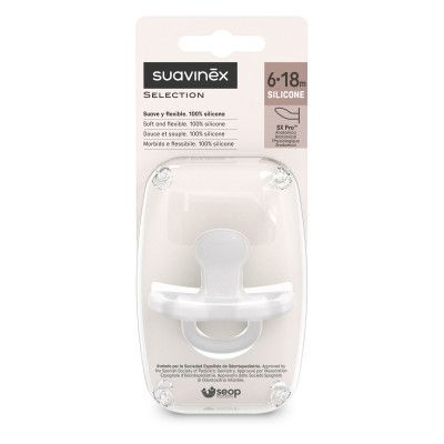 Пустышка Suavinex Colour Essence 6-18 мес, анатомическая силиконовая, прозрачная (308081) | Зображення 1