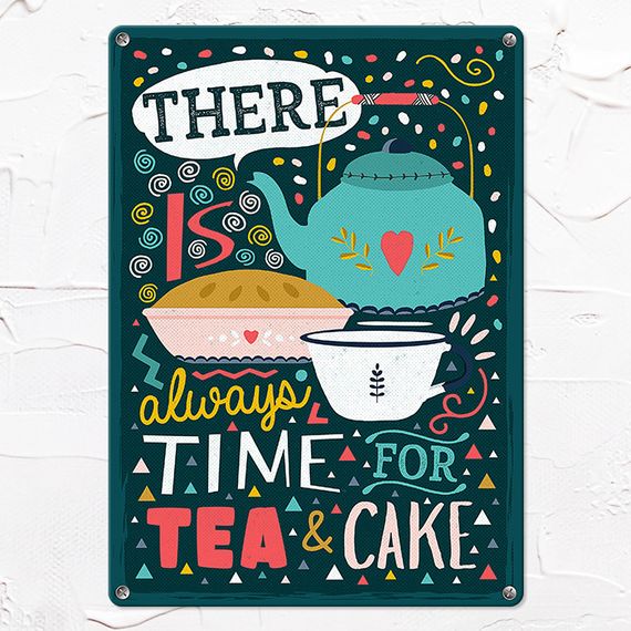 Металева табличка There is always time for tea & cake 26х18,5 см (MET_20J045_WH)