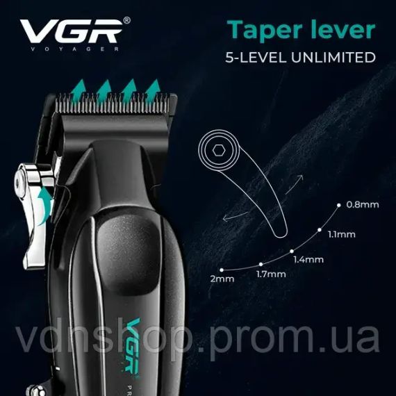 Акумуляторна машинка для стрижки VGR V-662 GREEN, 7000 RPM, 6 насадок, LED дисплей | Зображення 6