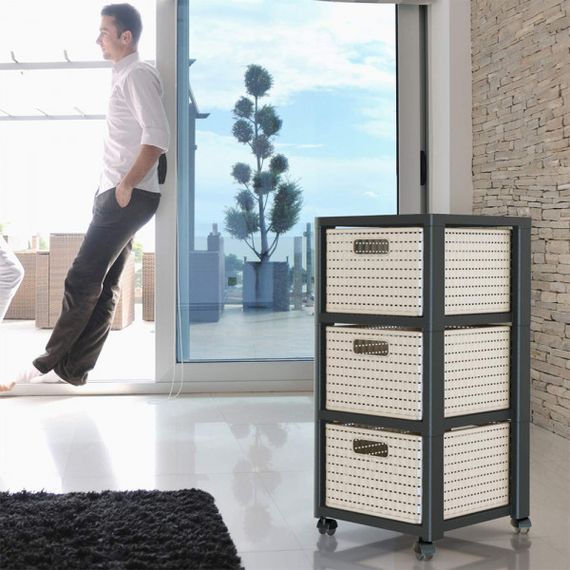 Комод пластиковий на 3 ящики Rotho (Рото) Country (11654) Капучино-сірий | Зображення 6