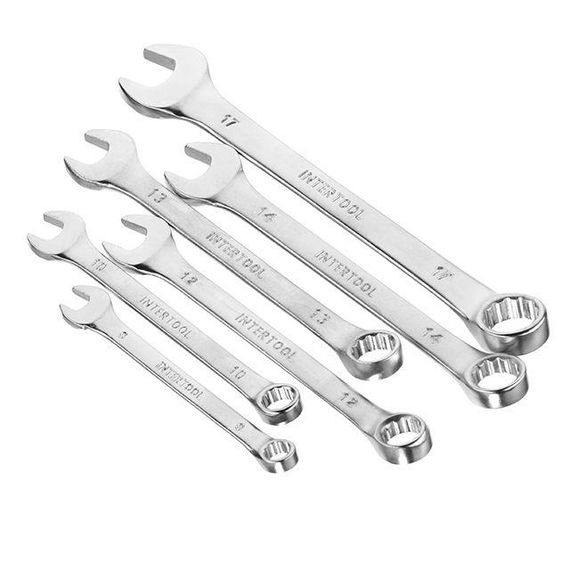 Набір ключів комбінованих 6 од., 8-17 мм, Cr-V INTERTOOL HT-1201 | Зображення 1