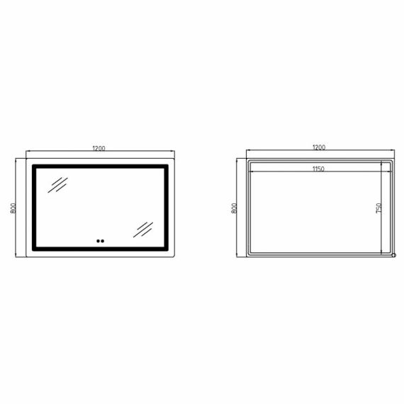 Зеркало Lidz Kubis (KU2) 1200х800 с LED-подсветкой Touch, с антизапотеванием, с диммером, рег. яркости LDKUB120080049007 | Зображення 1