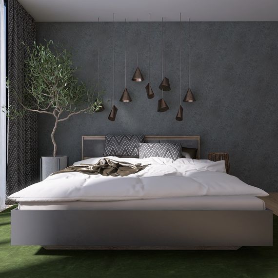 Ліжко двоспальне (ламельний каркас) Еверест Сіті-1400 200,5х148,8х82,6 см Дуб сонома/Графіт (EVR-071113) | Зображення 1