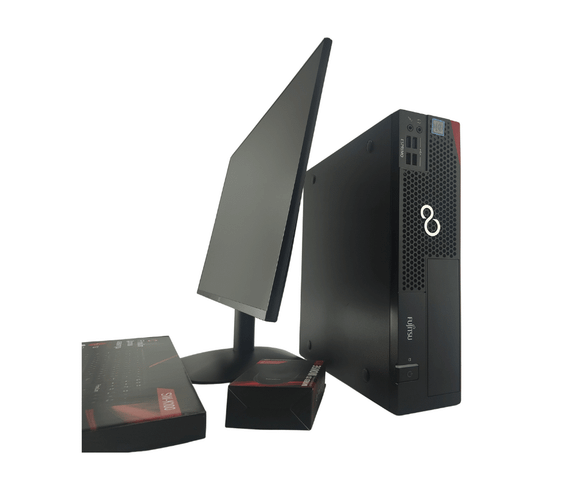 Комплект ПК: комп'ютер Fujitsu Esprimo D556 E90 SFF / Intel Core i5-6400 (4 ядра по 2.7 - 3.3 GHz) / 4 GB DDR4 / 120 GB SSD / Intel HD Graphics 530 + Новий монітор AOC 24B31H/24" (1920x1080) IPS / Кабелі б/в + Подарунок Дротова клавіатура + мишка | Зображення 2
