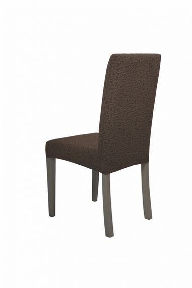 Жаккардовые чехлы на стулья без оборки Venera (натяжные) набор 6-шт 402 Темно-коричневый | Зображення 2