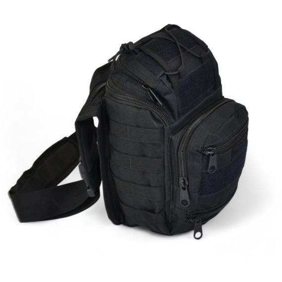 Тактична сумка чорна через плече військова велика нагрудна сумка ЗСУ однолямкова сумка універсальна армійська | Зображення 1