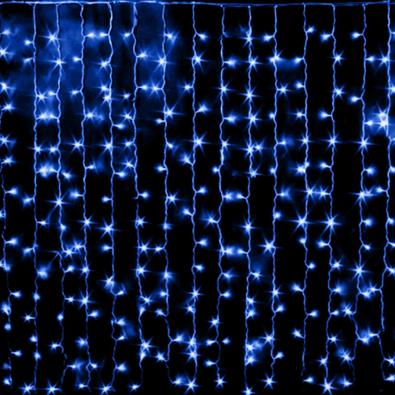 Гирлянда 72LED Штора Blue,медный провод,4x0.3 метра,прозрачная изоляция,BOX