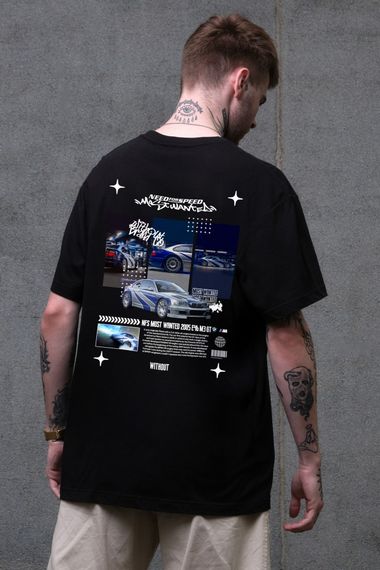 Оверсайз футболка Without з принтом Wanted Black