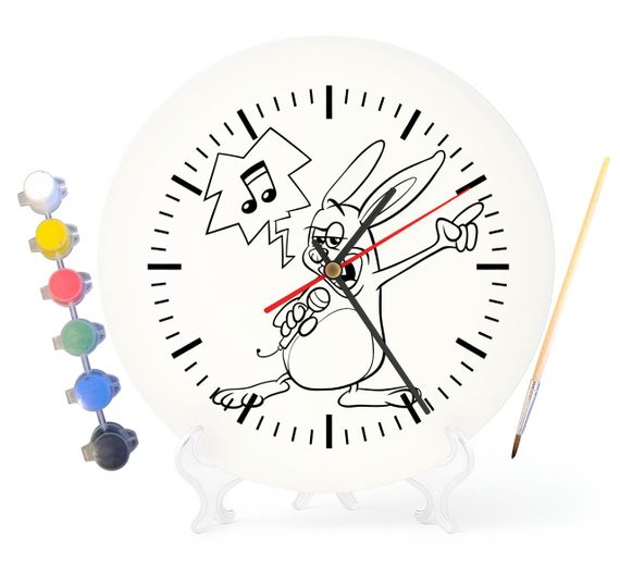 Дитячий набір для творчості годинник розмальовка Зайчик співак 30 см (Г0192)