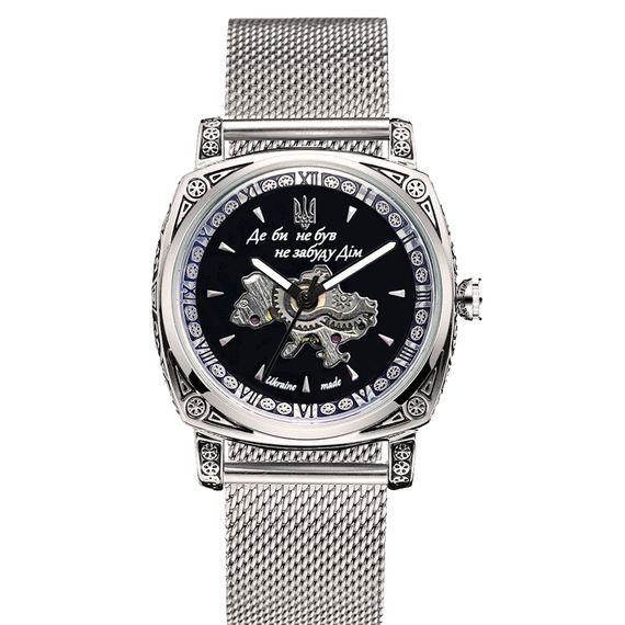 Чоловічий годинник Awarder 021-3D Де би не був Silver-Black Mesh