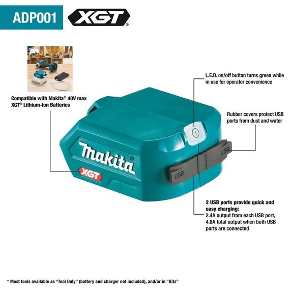 Адаптер USB для акумуляторів XGT Makita ADP001G | Зображення 6
