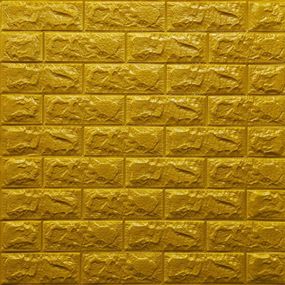 3D панель самоклеящая Обои 70х77х0,7 см под декоративный кирпич Самоклейка Золотой 3Д