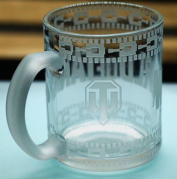 Скляна чашка для чаю кави 320 мл з гравіюванням Ворлд оф Танкс World of Tanks подарунок для танкіста WOT