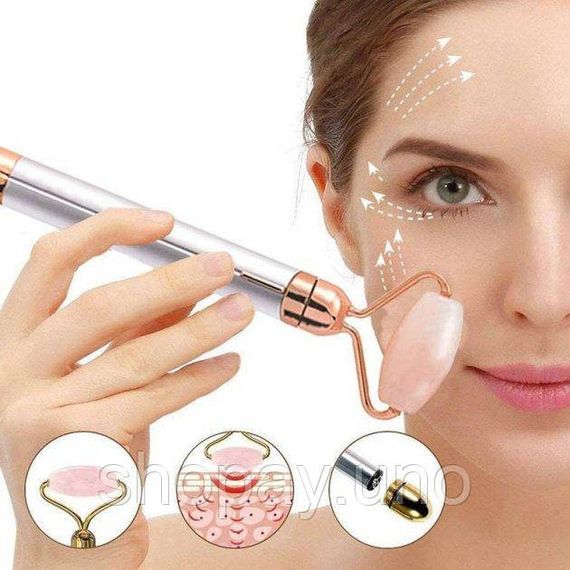 Электрический ролик - массажер для лица Flawless Contour · Кварцевый вибромассажер для лица с 2 насадками | Зображення 3