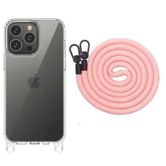 Чохол TPU Transparent with Straps для Apple iPhone 12 Pro / 12 (6.1") Light Pink
