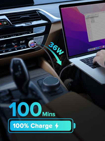 Автомобильное зарядное устройство SV QOOVI 80 Вт PD USB Type C, двухпортовое (sv2538) | Зображення 5