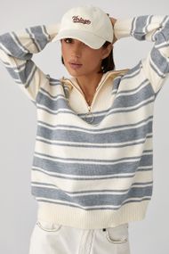 В'язаний светр із блискавкою на горловині - сірий цвет, ONE SIZE (є розміри)