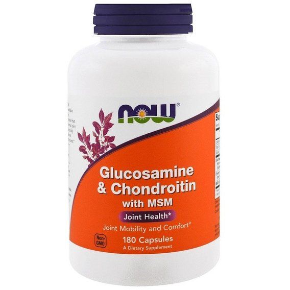 Препарат для суглобів та зв'зок NOW Foods Glucosamine & Chondroitin with MSM 180 Caps