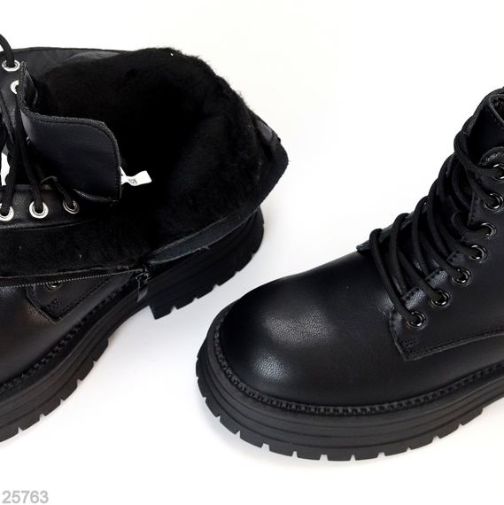 Повсякденні чорні зимові черевики берці натуральна шкіра доступна ціна | Зображення 2
