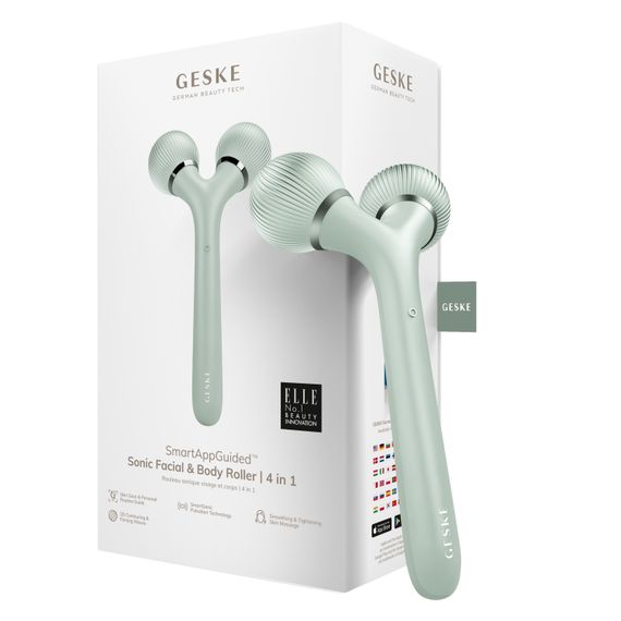 Електронний ультразвуковий ролик для обличчя та тіла GESKE Sonic Facial&Body Roller 4в1 green