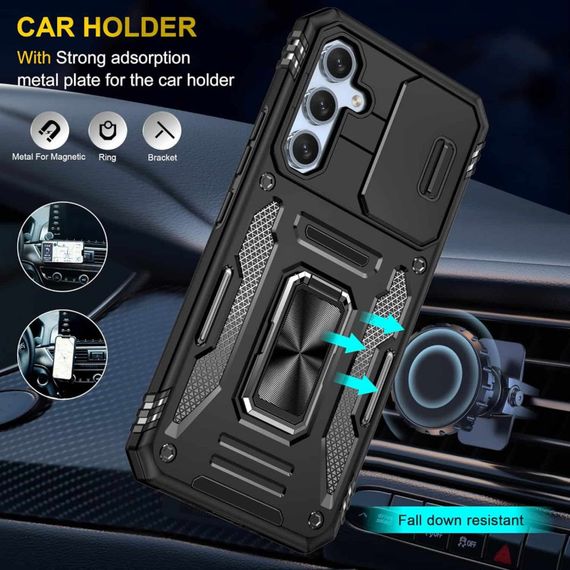 Ударопрочный чехол Camshield Army Ring для Samsung Galaxy S23+ Черный / Black | Зображення 1