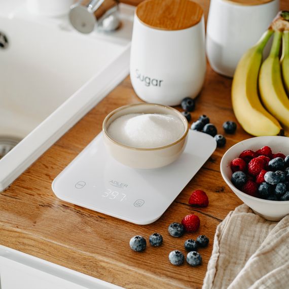 Ваги кухонні Adler AD 3181 white електронні/ 10кг/ г; кг, фунт/ 2хААА/ автовимкнення/ скло | Зображення 3