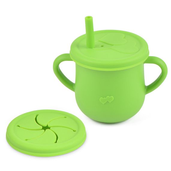 Дитячій поїльник непроливайка та снек стакинчик 2 в 1 силіконовий Салатовий