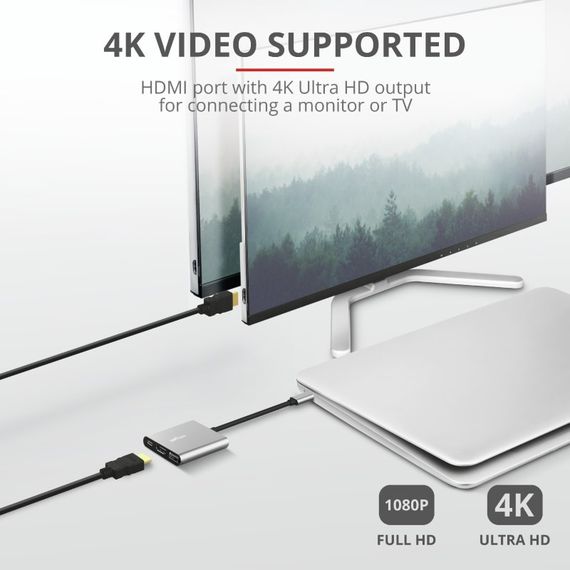 USB-хаб Trust Dalyx 3-in-1 Multiport USB-C Adapter ALUMINIUM (23772_TRUST) | Зображення 9