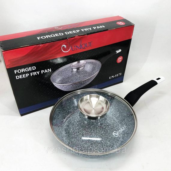 Глубокая сковорода для индукционной плиты Unique UN-5171 24 см, Сковородка для приготовления CX-34 | Зображення 4
