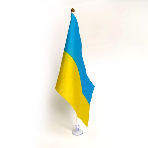 Прапорець України набір із 3-х штук поліестер 14*21 см на паличці з присоскою | Зображення 4