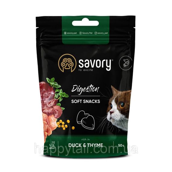 М які ласощі Savory для покращення травлення котів, качка та чебрець