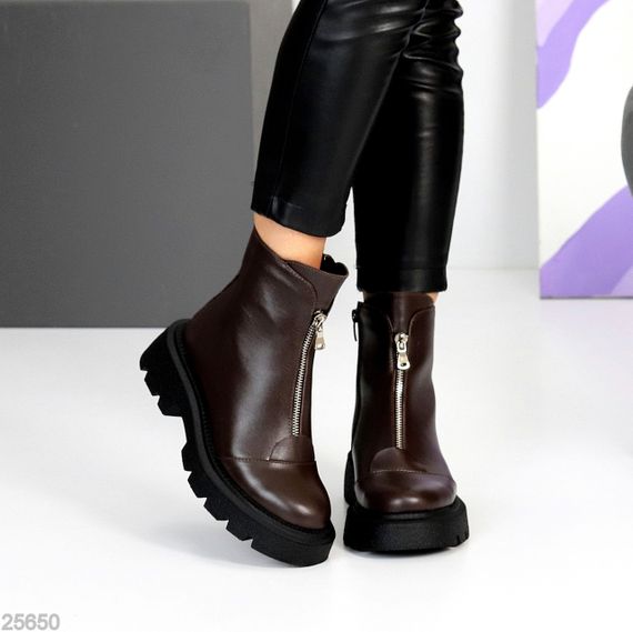 Шикарні шкіряні черевики на блискавці натуральна шкіра колір Шоколад | Зображення 7