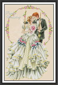 Набір для вишивання за нанесеною на канву схемою   "Happy wedding". AIDA 14CT printed 43*62 см