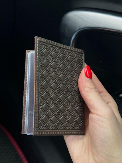 Обкладинка на id паспорт на права для автодокументів шкіряна чорна коричнева бузкова | Зображення 4