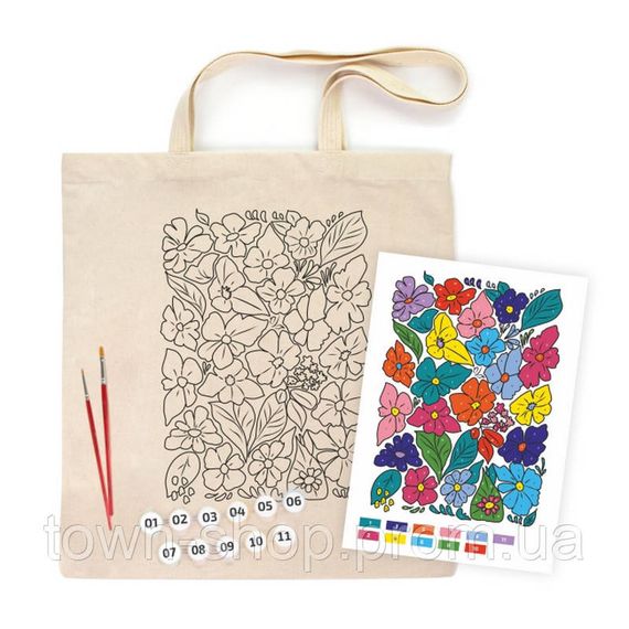 Набор для творчества экосумка-раскраска "Funny flowers" N0003647 размер 38х42 см | Зображення 2