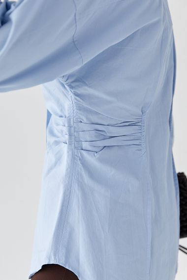 Класична однотонна сорочка з драпіруванням - блакитний цвет, ONE SIZE (є розміри) | Зображення 3