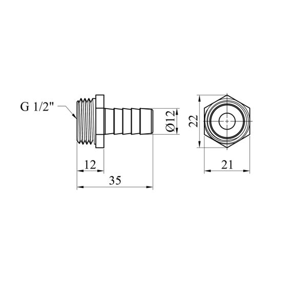 Штуцер Karro 1/2" РЗ, D=12 мм нікельований KR-821 | Зображення 1