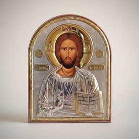 Срібна ікона з позолотою Ісус Христос, Спаситель, православна, подарункова, 16*12 см