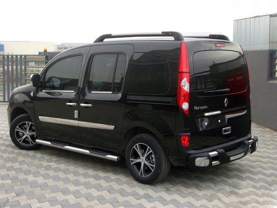 Бічні труби BB002 (2 шт., нерж.) 70 мм, коротка база для Renault Kangoo 2008-2020 рр | Зображення 1